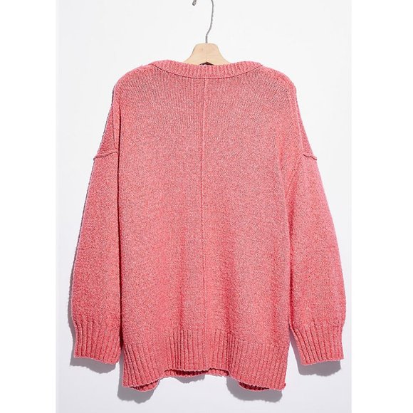 NEW Free People Brookside Tunic Oversized Knit Sweater Pink Lightning $128 M - Picture 9 of 10